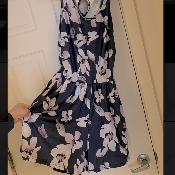 Gray Casual Floral Sleeveless Pocket Romper - Picture 6 of 7